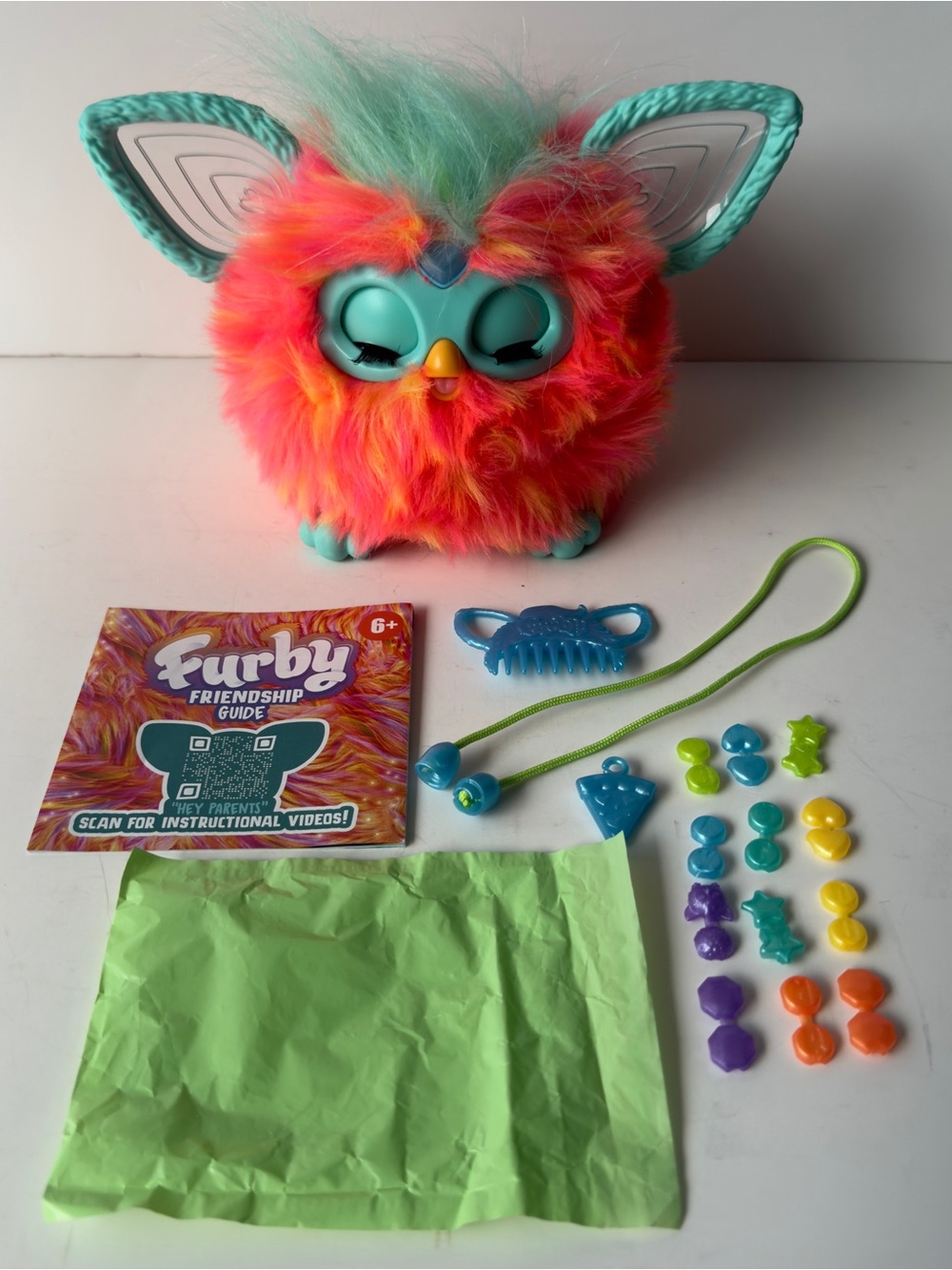 2023 Hasbro Furby Coral Interactive Teal Plush Toy Orange New without Box Tested